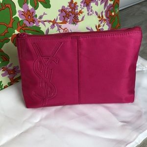 YSL Yves Saint Laurent Mongram Pink Zipper Pouch